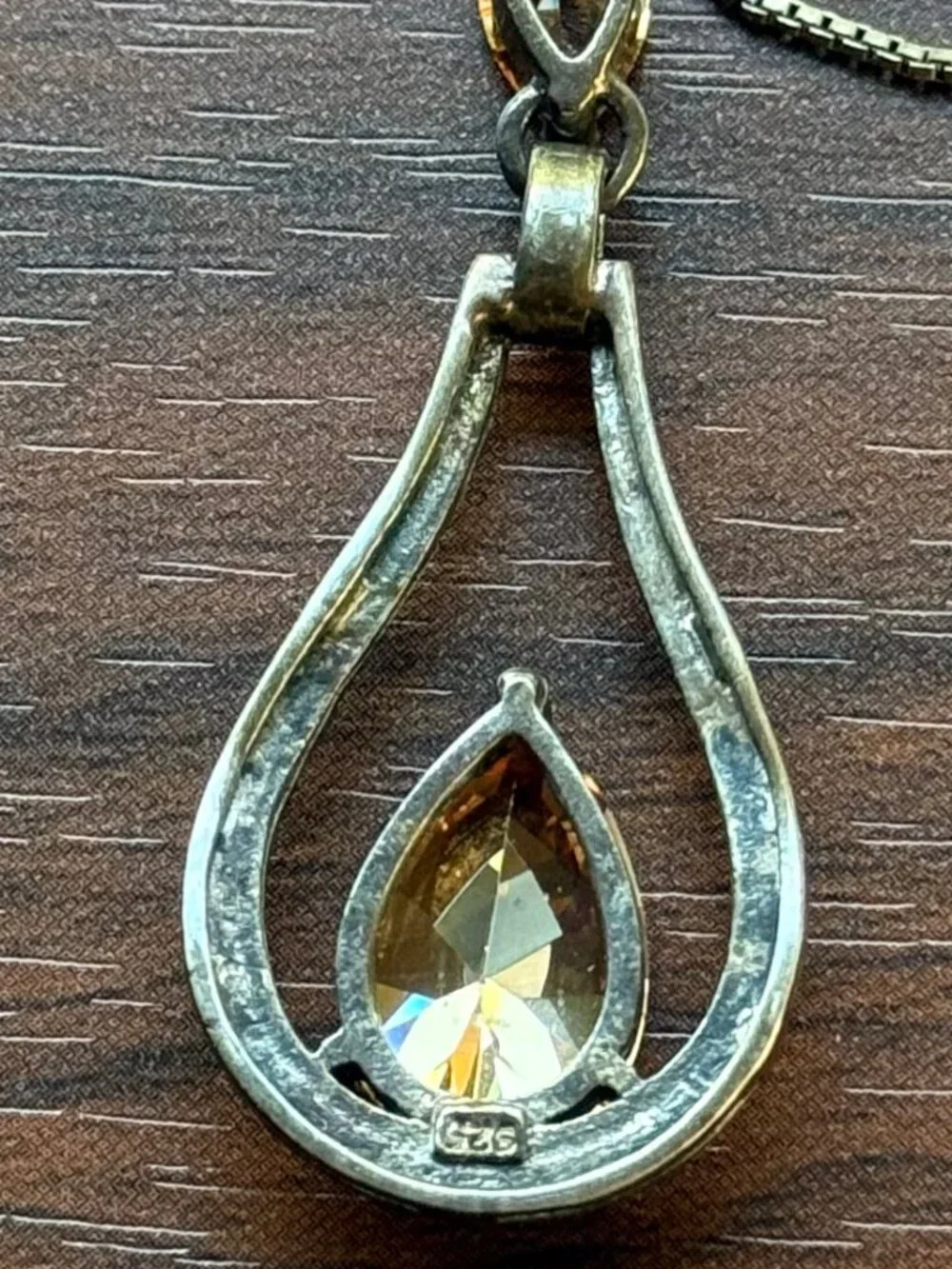 Stunning Art Deco Revival Imperial Topaz Necklace Sterling Silver Marcasite